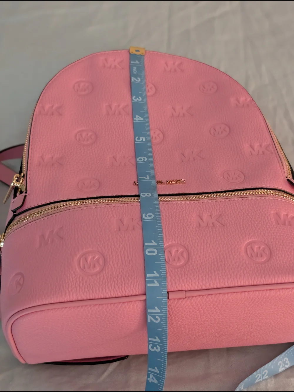 NWT Michael Kors Rhea Medium Zip Backpack in Carnation Pink Monogram